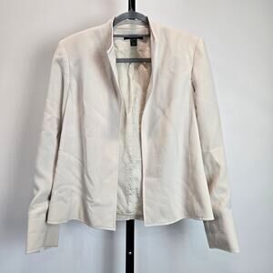 Louben Canada Minimalist Blazer Jacket‎ Open Front Beige Cream Womens 6